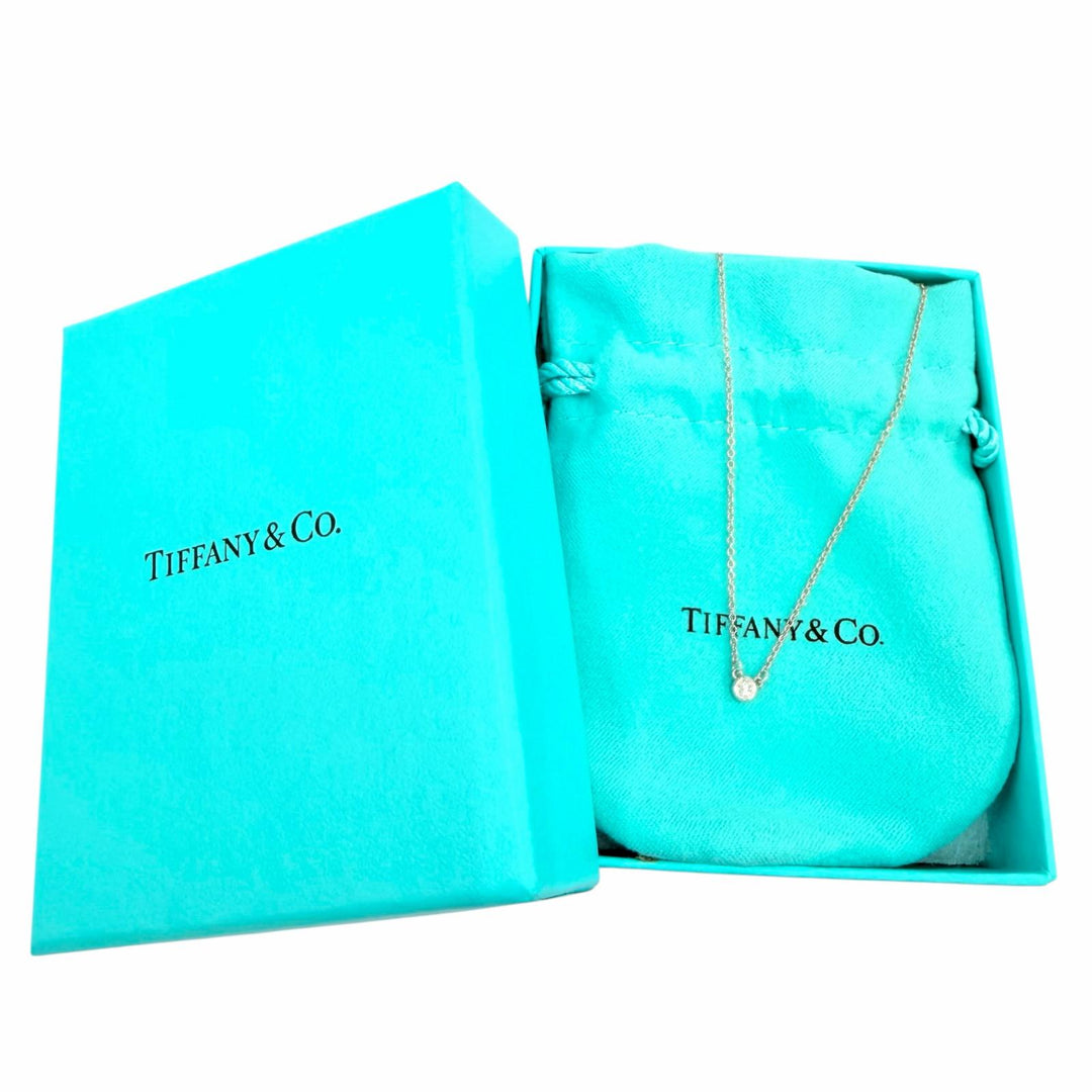 Excellent TIFFANY&Co. Necklace By the Yard Single Diamond Pendant Silver AG925
