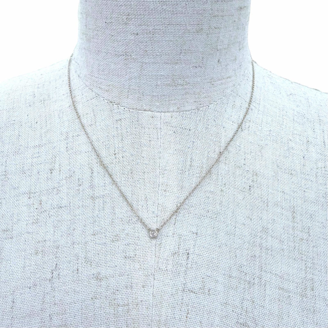 Excellent TIFFANY&Co. Necklace By the Yard Single Diamond Pendant Silver AG925