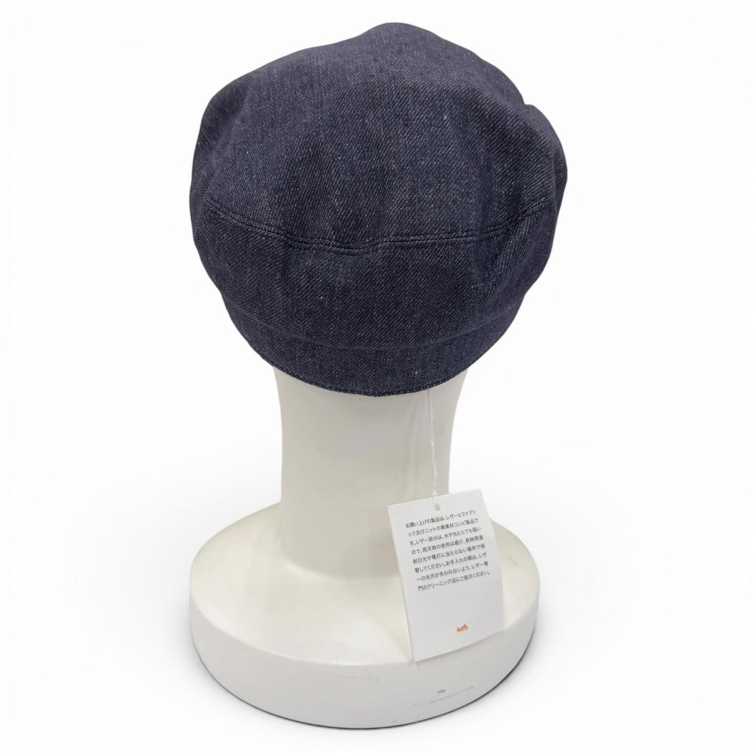 Pristine HERMES Casquette Kabul Leather accents on denim Indigo blue linen 7