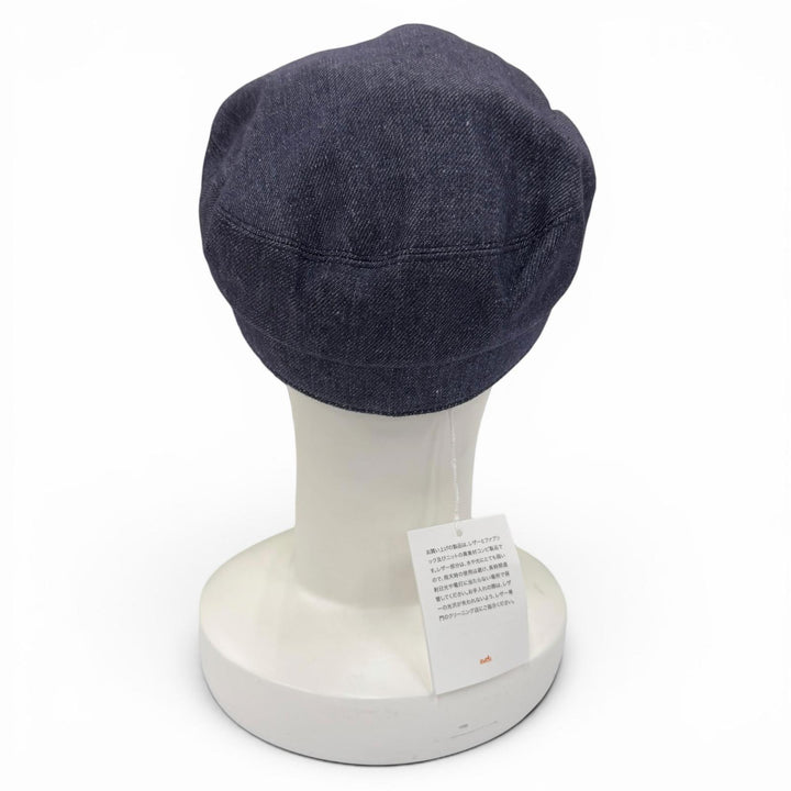 Pristine HERMES Casquette Kabul Leather accents on denim Indigo blue linen 7