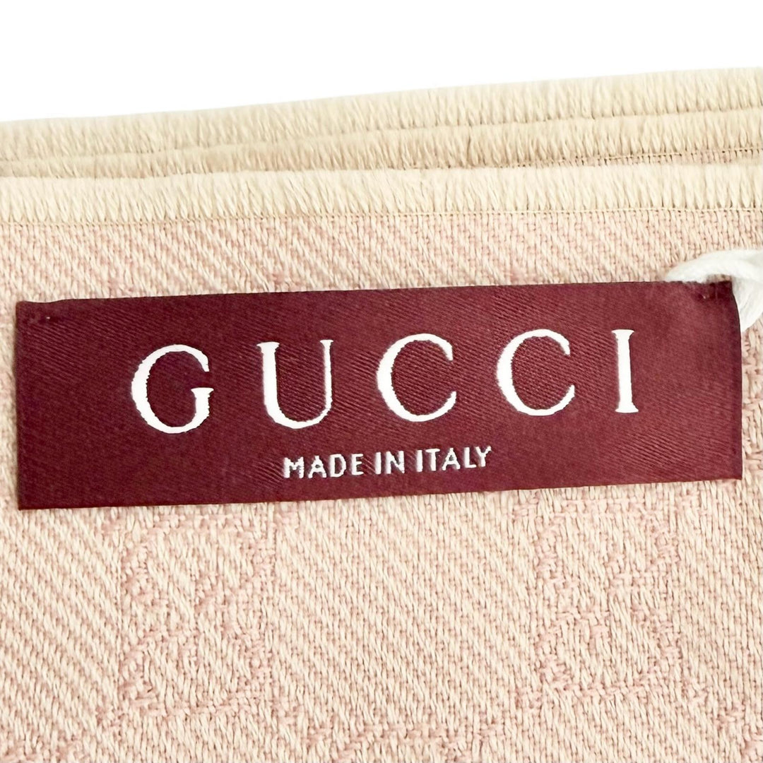 Pristine GUCCI Scarf GG wool scarf Mini fringe pink wool Women 848507