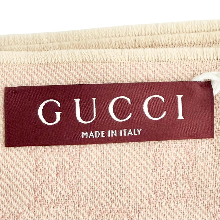 Pristine GUCCI Scarf GG wool scarf Mini fringe pink wool Women 848507