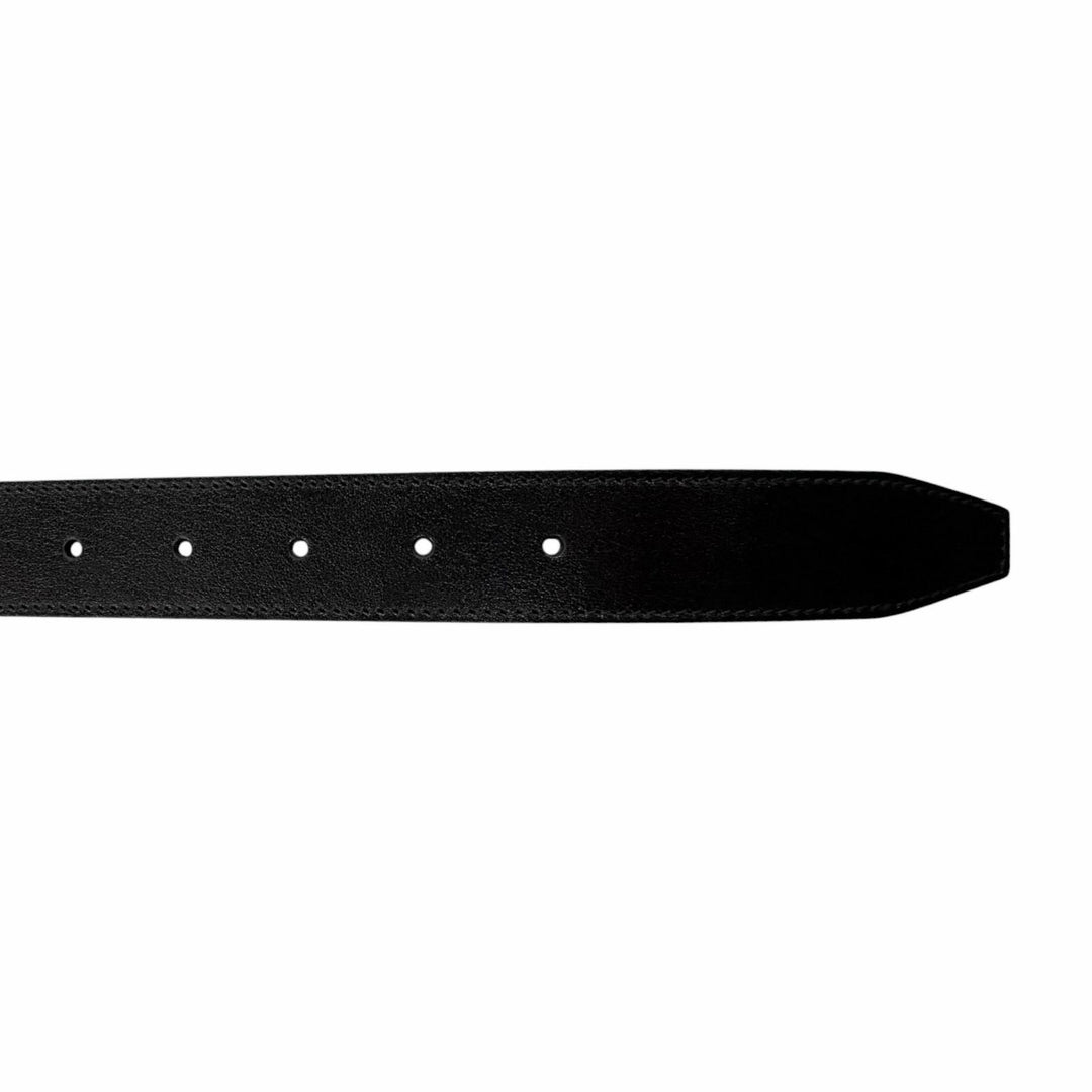 Excellent GUCCI belt GG logo buckle black leather mens 838748