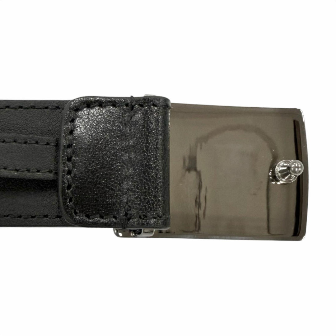 Excellent GUCCI belt GG logo buckle black leather mens 838748