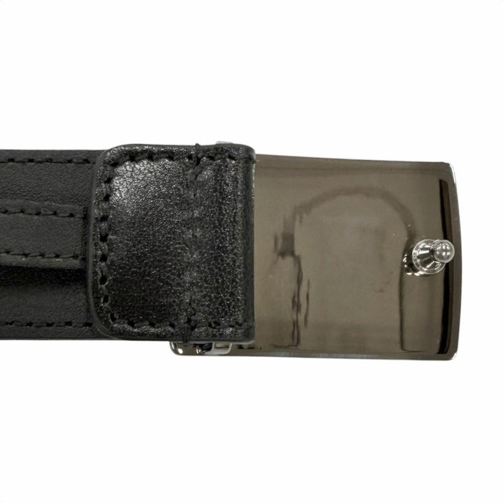 Excellent GUCCI belt GG logo buckle black leather mens 838748