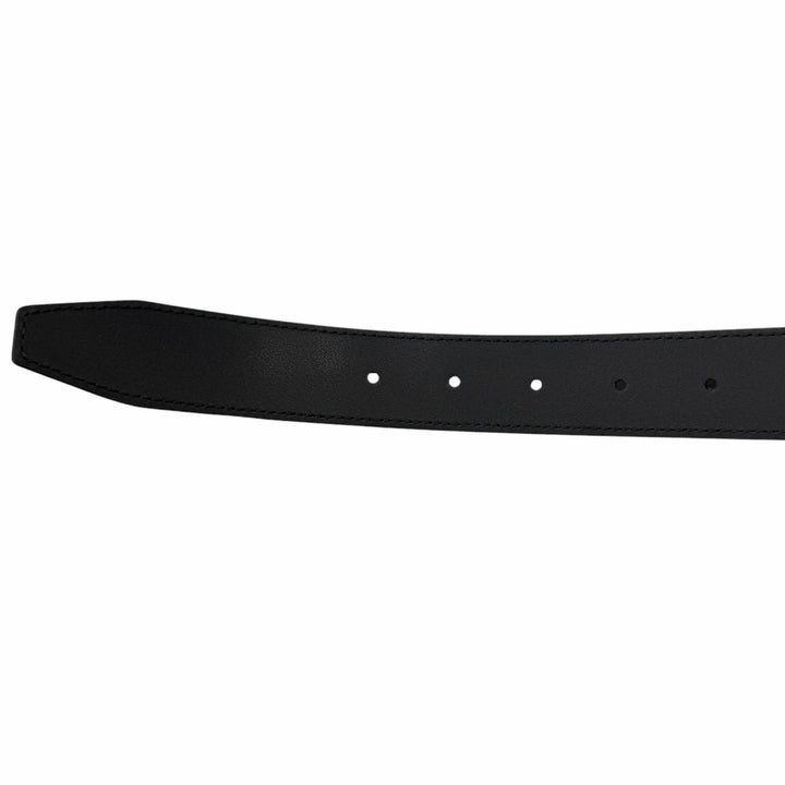Excellent GUCCI belt GG logo buckle black leather mens 838748