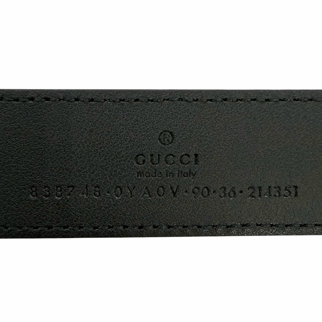 Excellent GUCCI belt GG logo buckle black leather mens 838748