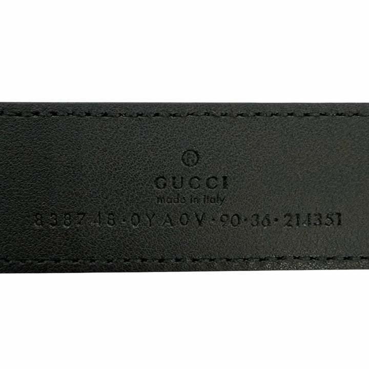 Excellent GUCCI belt GG logo buckle black leather mens 838748