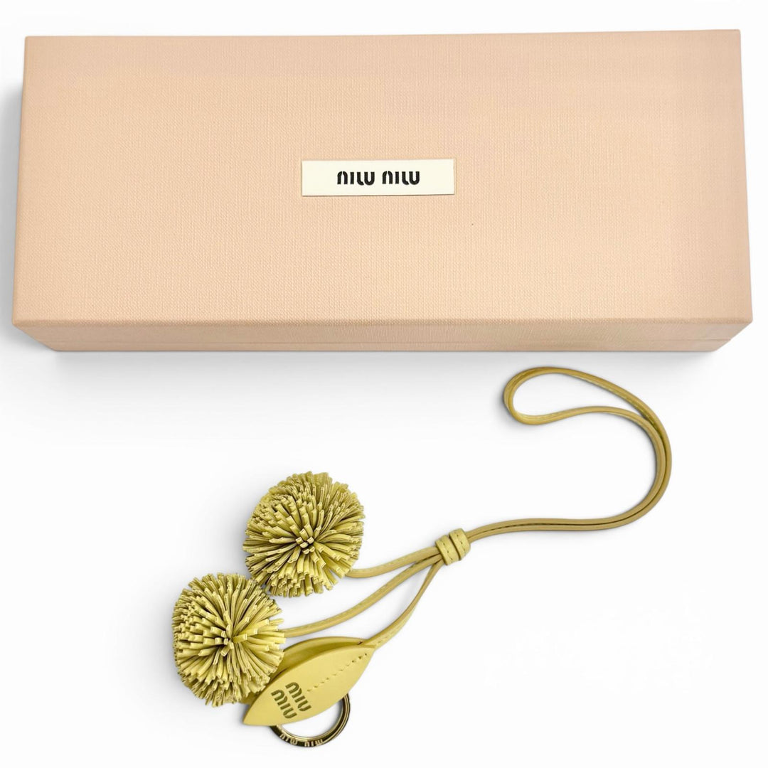 Pristine MIUMIU Bag charm Trick Leather Key Ring Cowhide Women 5TL516