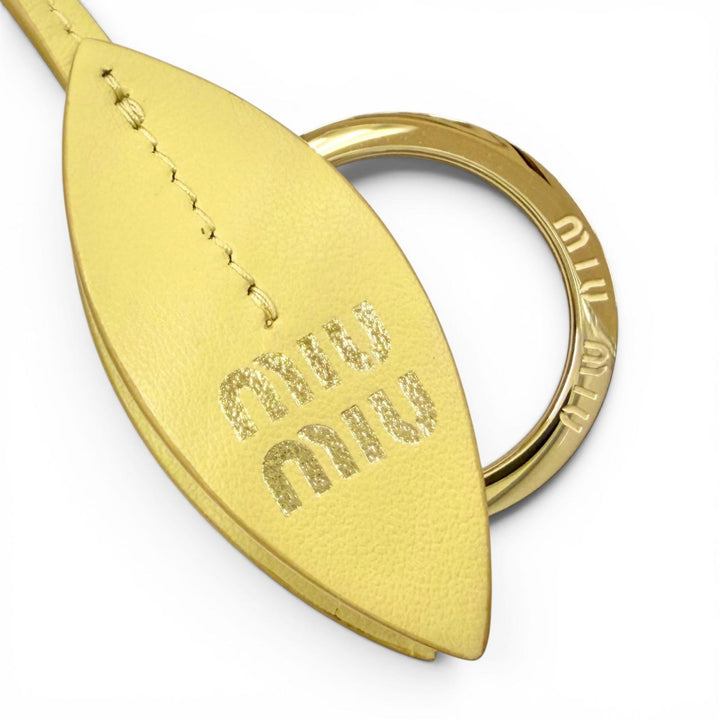 Pristine MIUMIU Bag charm Trick Leather Key Ring Cowhide Women 5TL516
