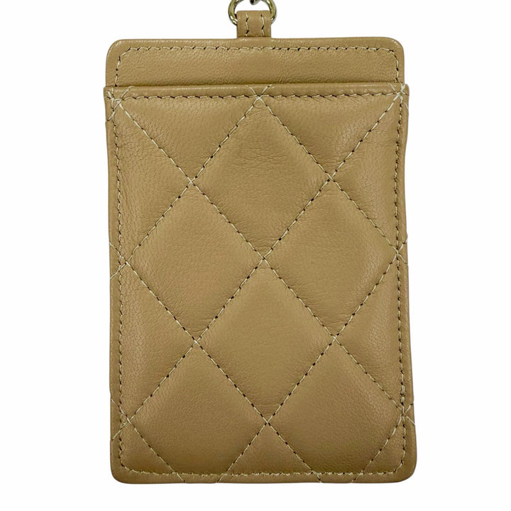 Great CHANEL Card Case COCO Mark Matelassé Chain Shoulder Strap beige AP0711