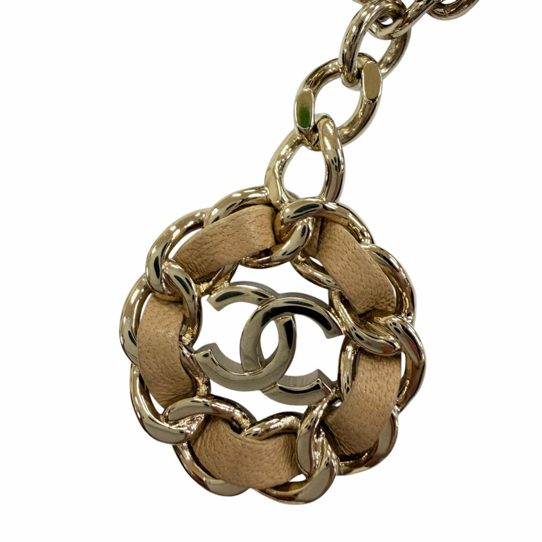 Great CHANEL Card Case COCO Mark Matelassé Chain Shoulder Strap beige AP0711