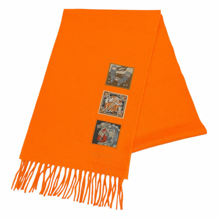 Excellent HERMES Scarf Orange cashmere Women
