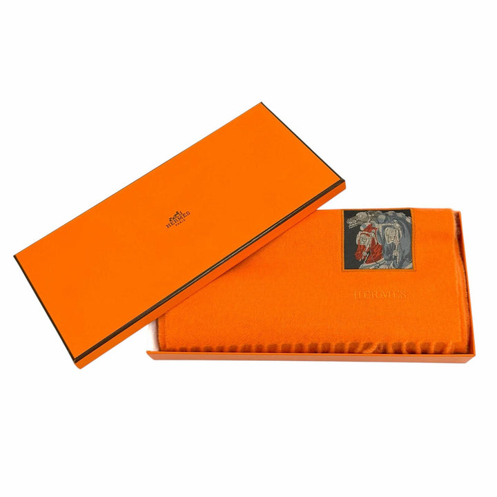 Excellent HERMES Scarf Orange cashmere Women