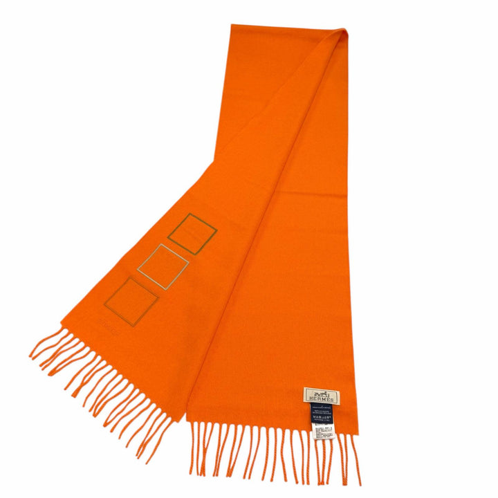 Excellent HERMES Scarf Orange cashmere Women