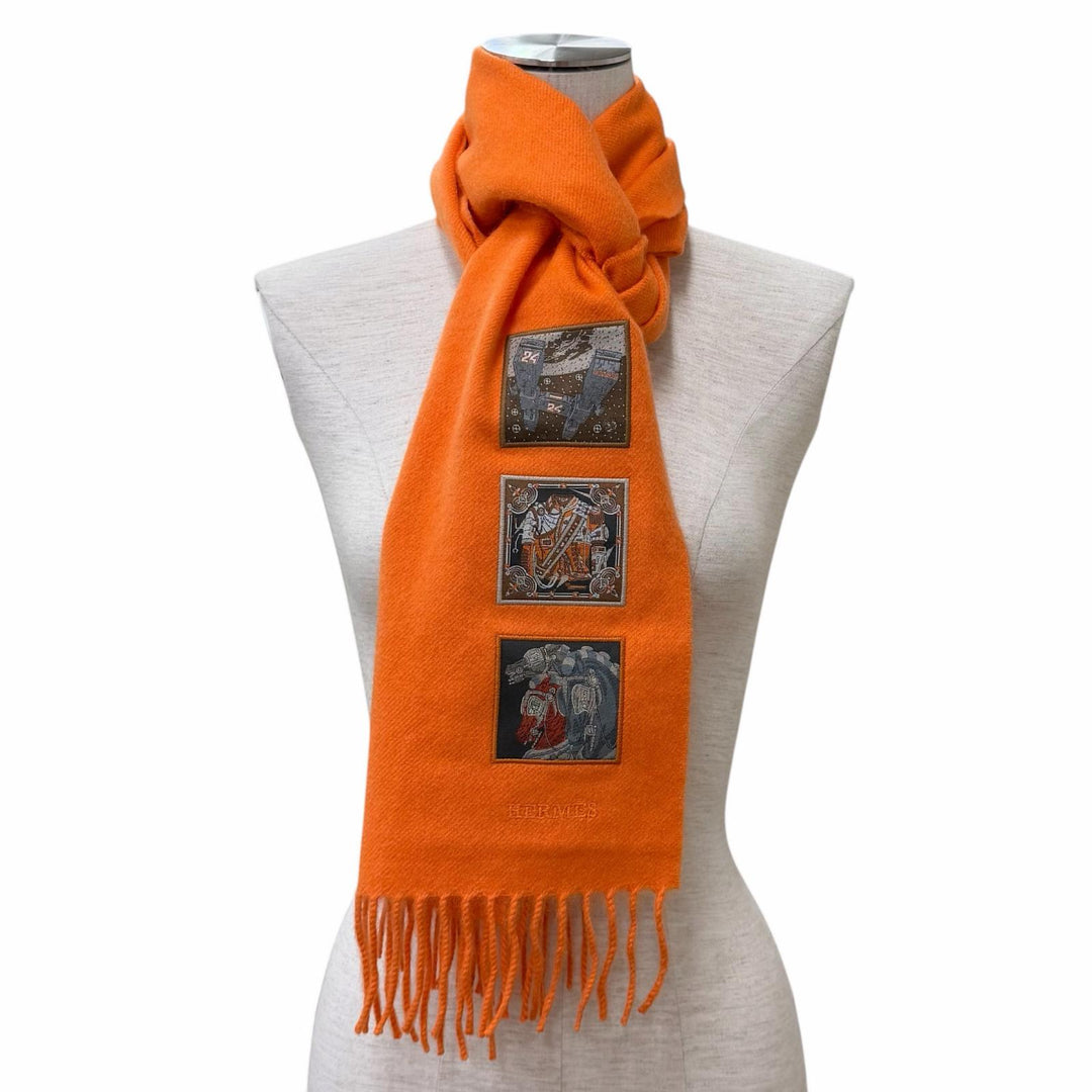 Excellent HERMES Scarf Orange cashmere Women