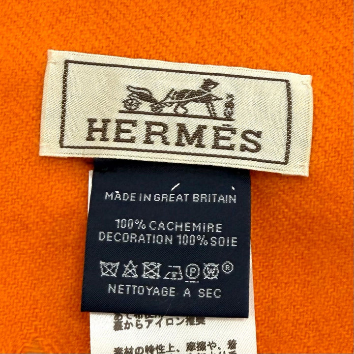 Excellent HERMES Scarf Orange cashmere Women