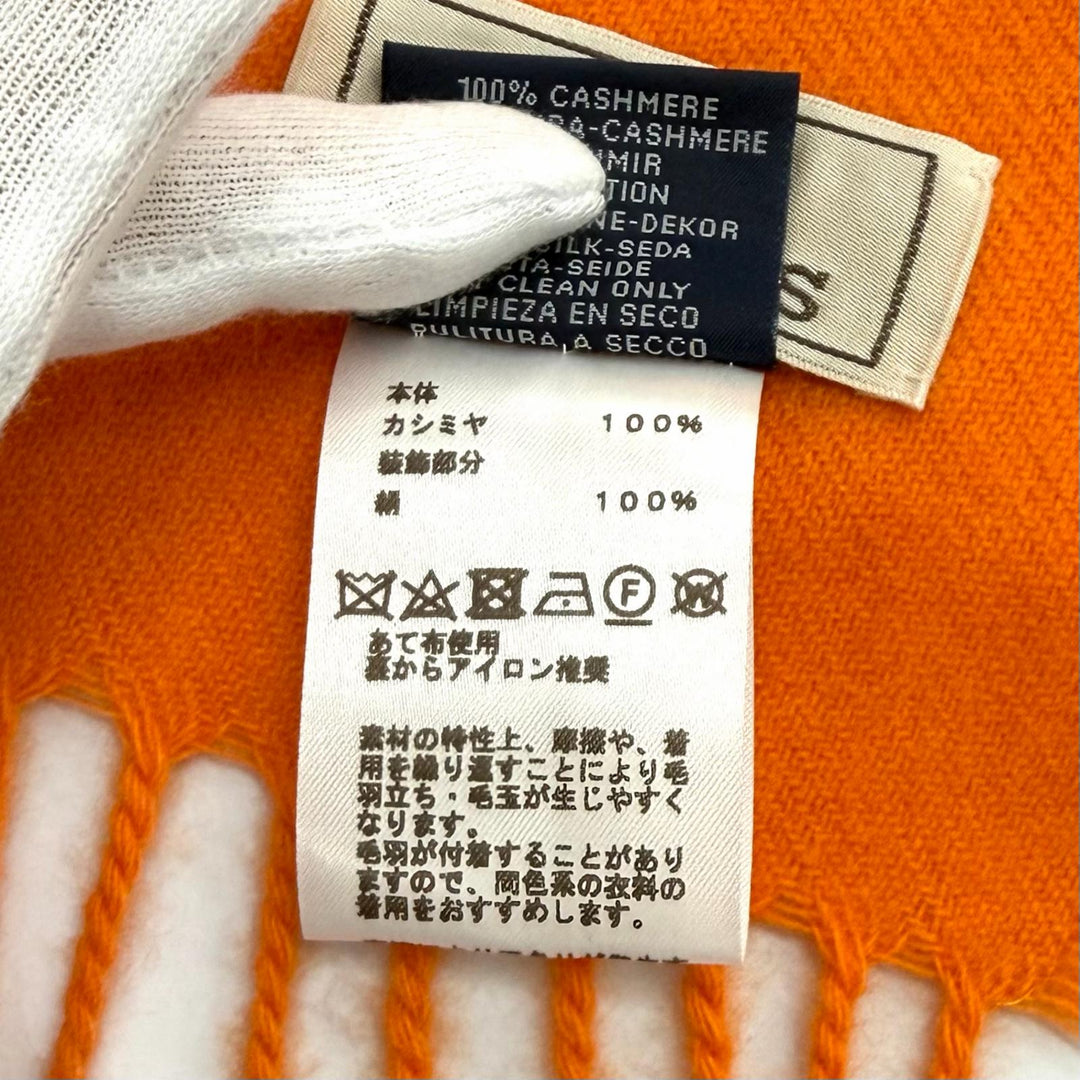 Excellent HERMES Scarf Orange cashmere Women