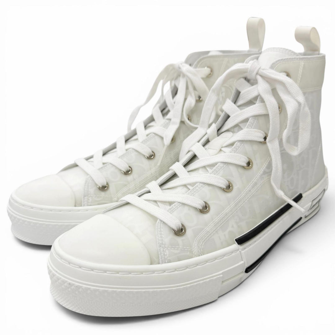 Excellent DIOR High cut sneakers B23 oblique pattern white rubber mens 43