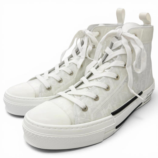 Excellent DIOR High cut sneakers B23 oblique pattern white rubber mens 43