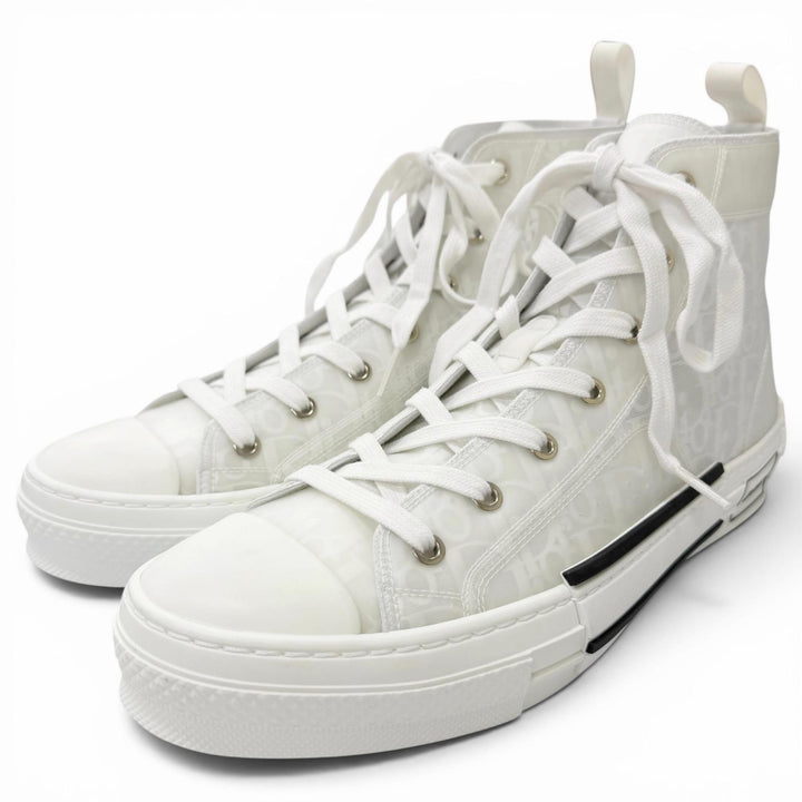 Excellent DIOR High cut sneakers B23 oblique pattern white rubber mens 43