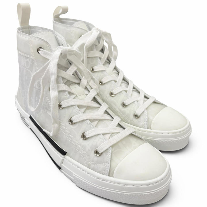 Excellent DIOR High cut sneakers B23 oblique pattern white rubber mens 43