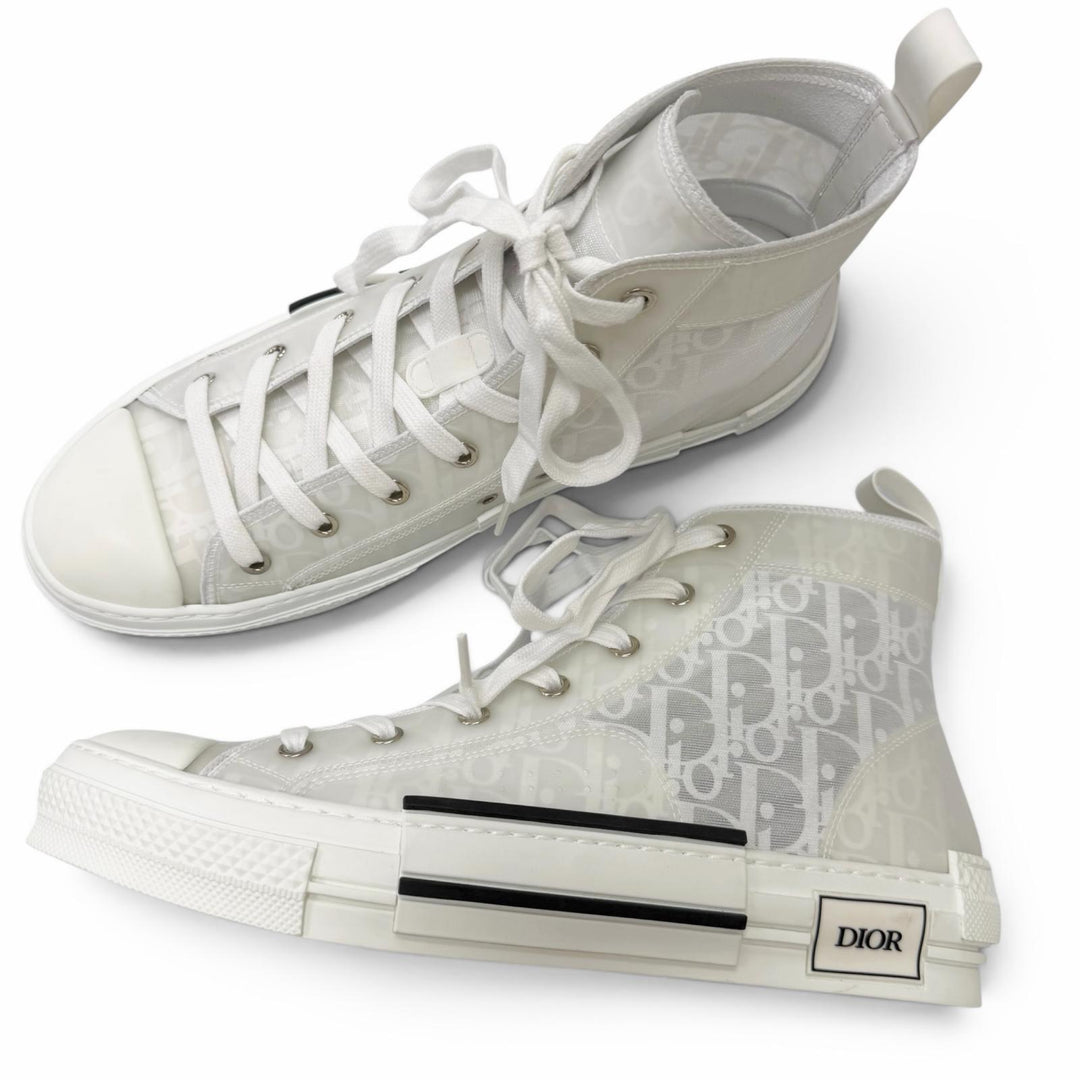 Excellent DIOR High cut sneakers B23 oblique pattern white rubber mens 43