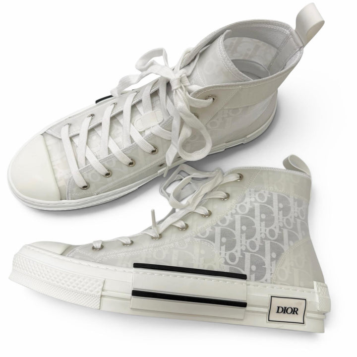 Excellent DIOR High cut sneakers B23 oblique pattern white rubber mens 43