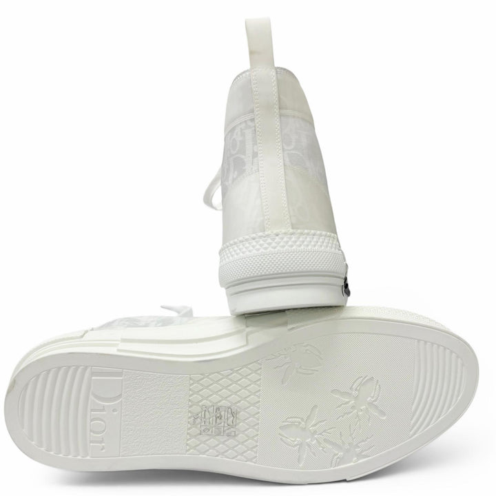 Excellent DIOR High cut sneakers B23 oblique pattern white rubber mens 43