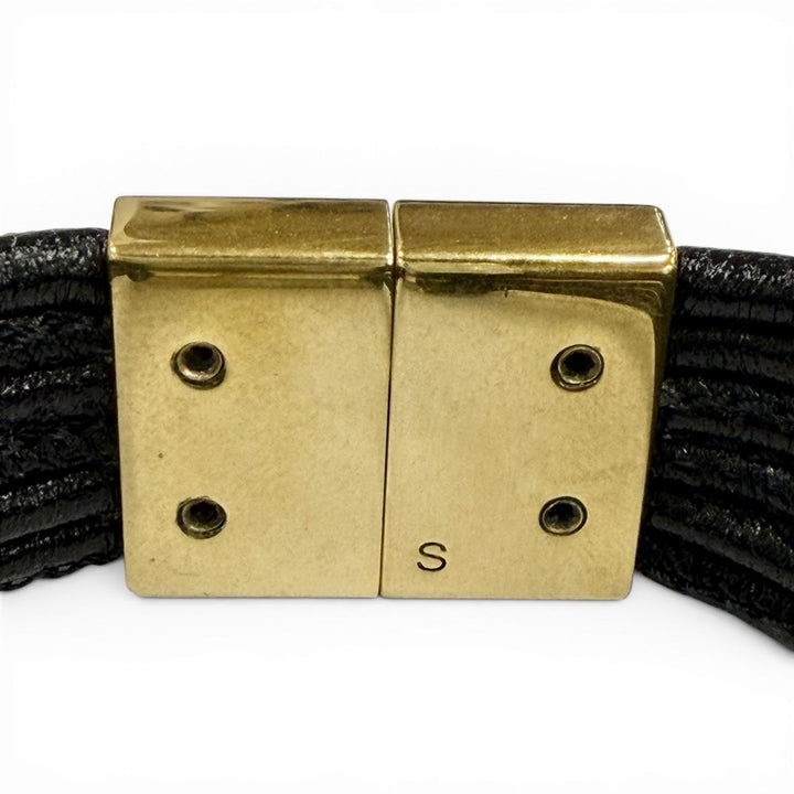 Great SAINT LAURENT bracelet The Babylon Code YSL logo black leather Women S