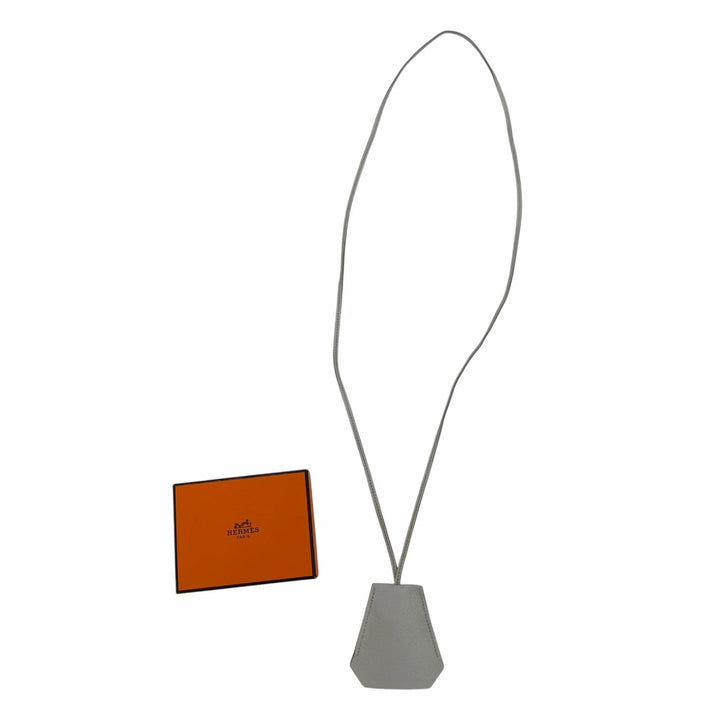 Great HERMES Necklace Clochette charm Light blue leather Women