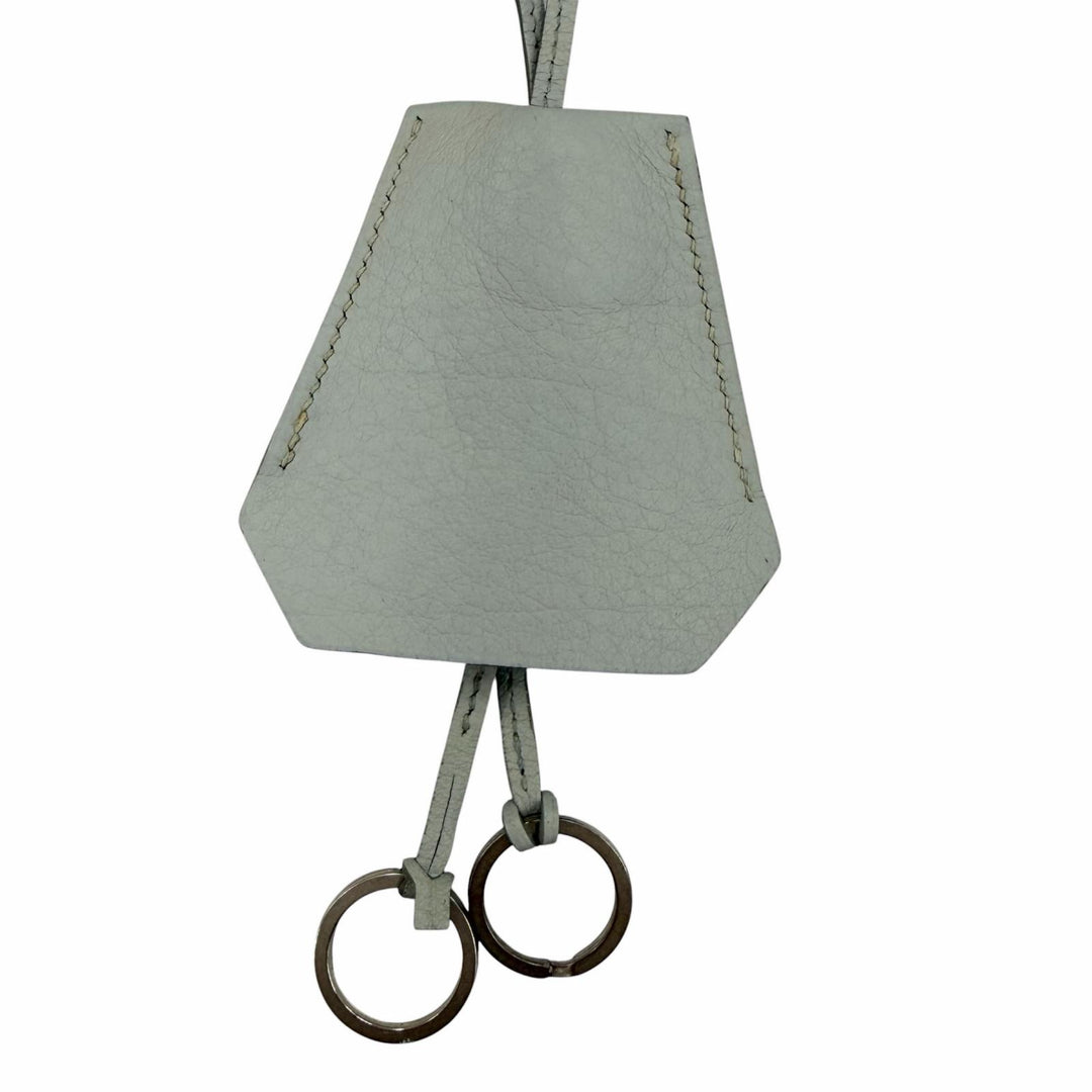 Great HERMES Necklace Clochette charm Light blue leather Women