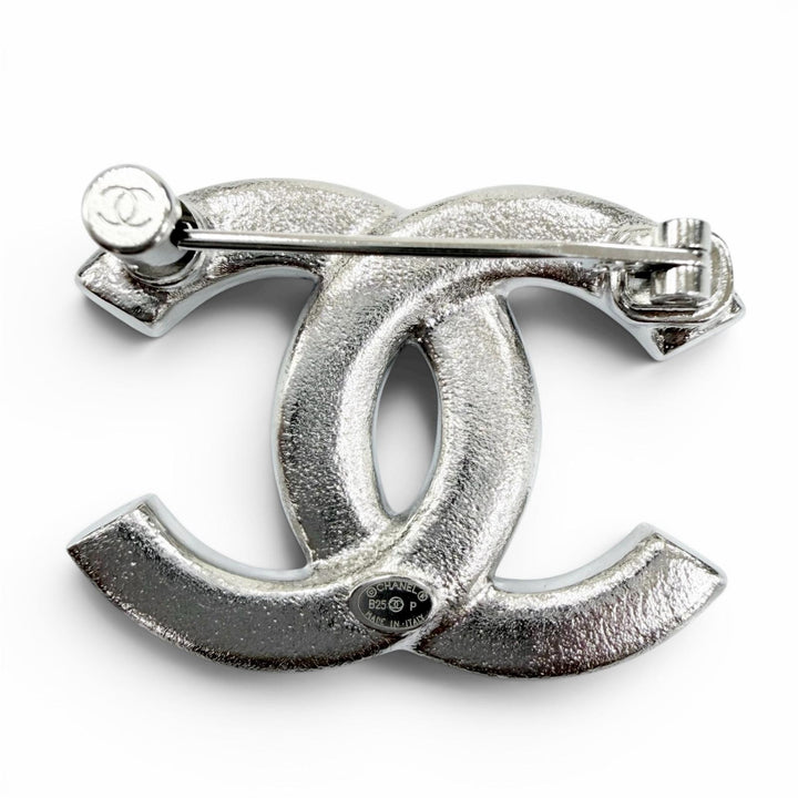 Excellent CHANEL Brooch COCO Mark Star Heart F Pearl Rhinestone Silver B25P