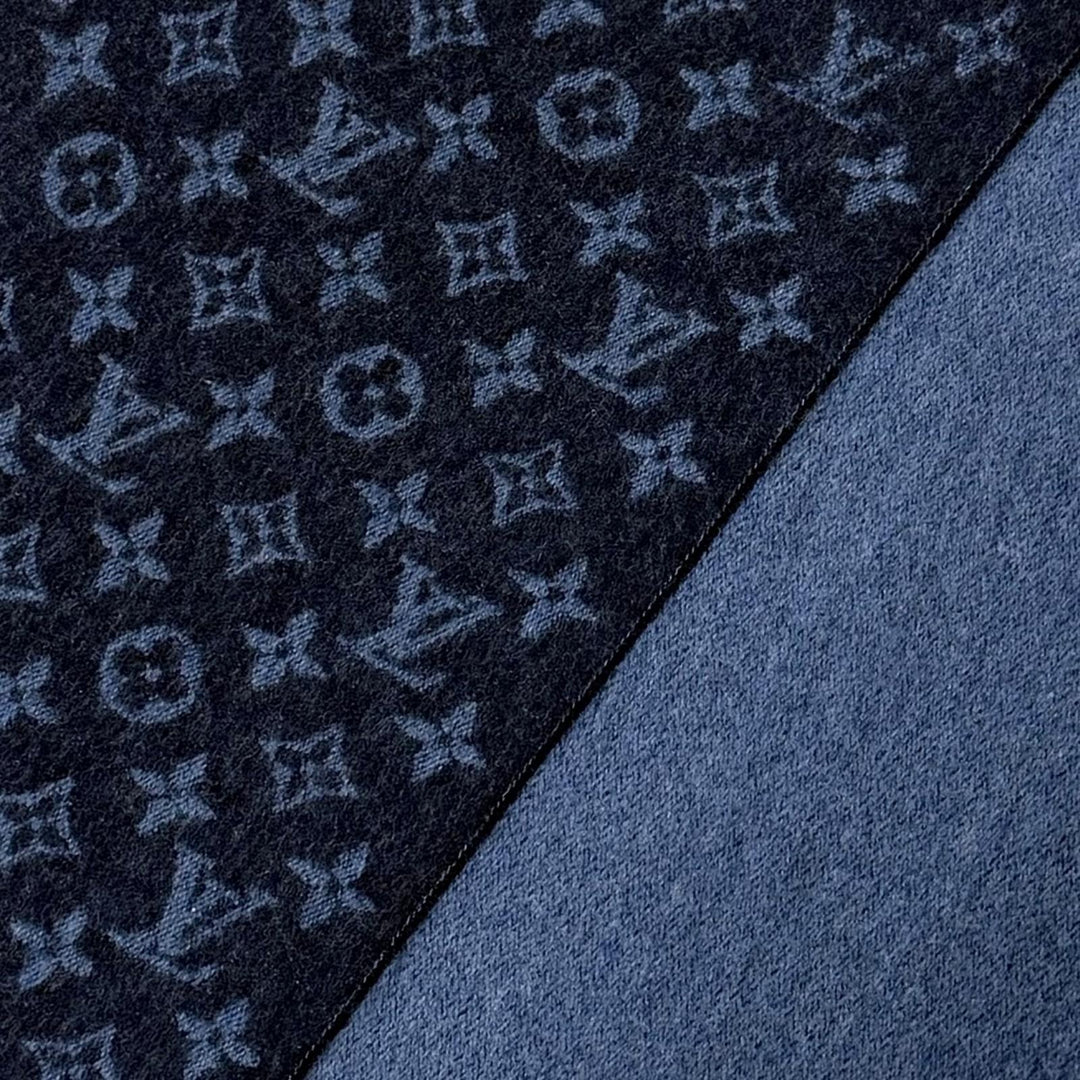 Excellent LOUIS VUITTON Escharp monogram gradient fringe Navy cashmere M70257