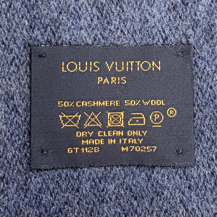 Excellent LOUIS VUITTON Escharp monogram gradient fringe Navy cashmere M70257