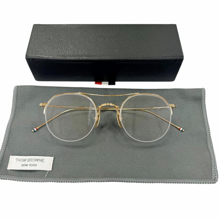 Excellent THOM BROWNE Glasses Two-bridge half-rim Boston style glasses. TB-903
