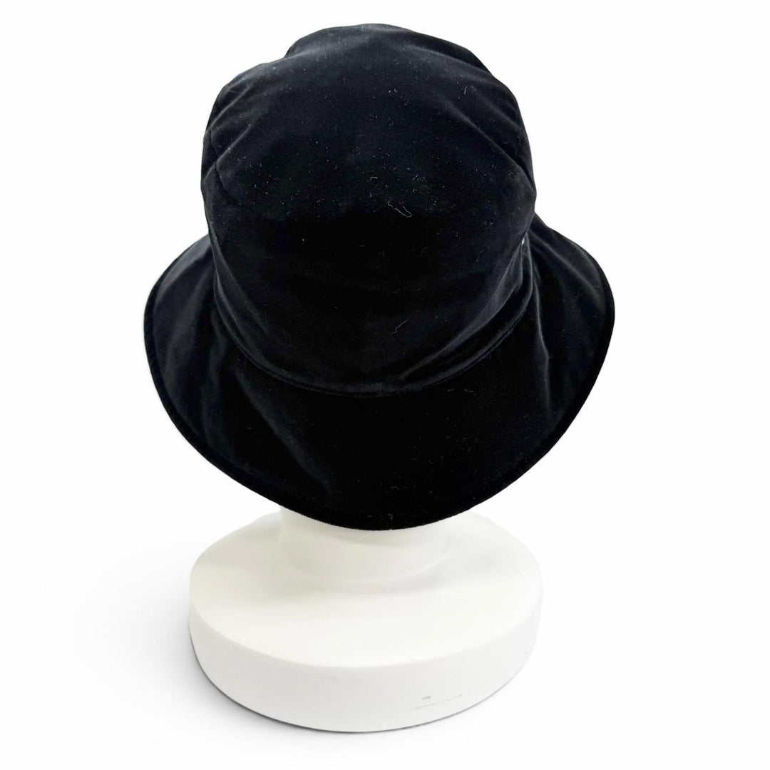 Great MIUMIU hat Logo embroidered velour bucket hat black cotton M 5HC196