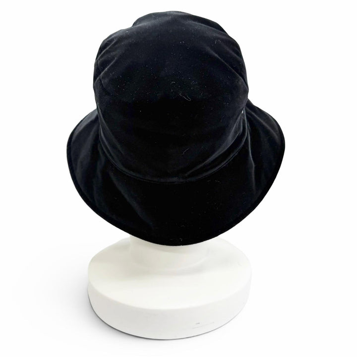 Great MIUMIU hat Logo embroidered velour bucket hat black cotton M 5HC196