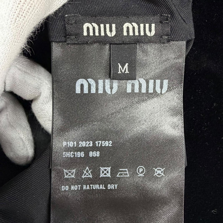 Great MIUMIU hat Logo embroidered velour bucket hat black cotton M 5HC196