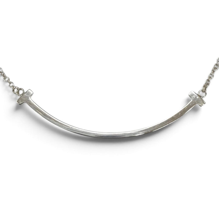 Great TIFFANY&Co. Necklace Smile Pendant Small Silver AG925 Women