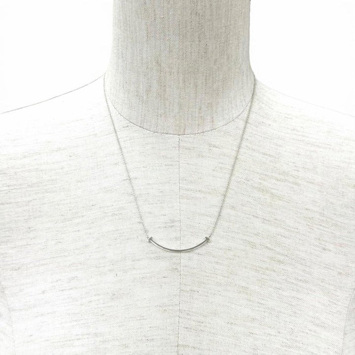 Great TIFFANY&Co. Necklace Smile Pendant Small Silver AG925 Women