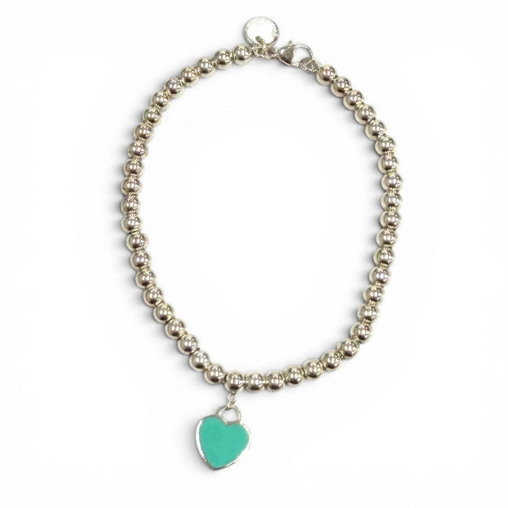 Excellent TIFFANY&Co. bracelet Mini Heart Tag Bead Bracelet Silver AG925