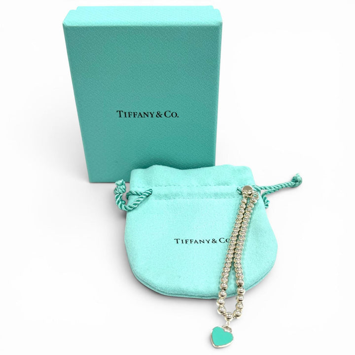 Excellent TIFFANY&Co. bracelet Mini Heart Tag Bead Bracelet Silver AG925