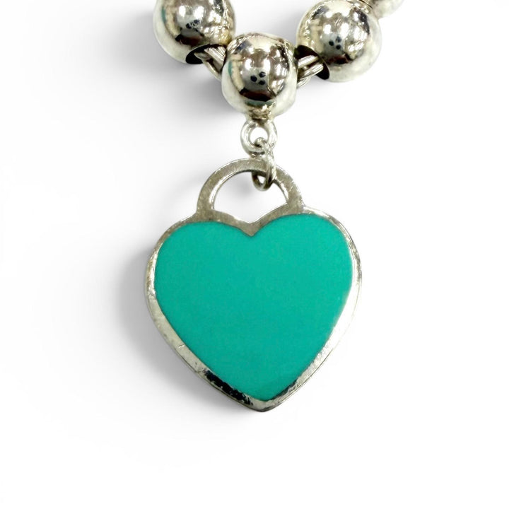 Excellent TIFFANY&Co. bracelet Mini Heart Tag Bead Bracelet Silver AG925