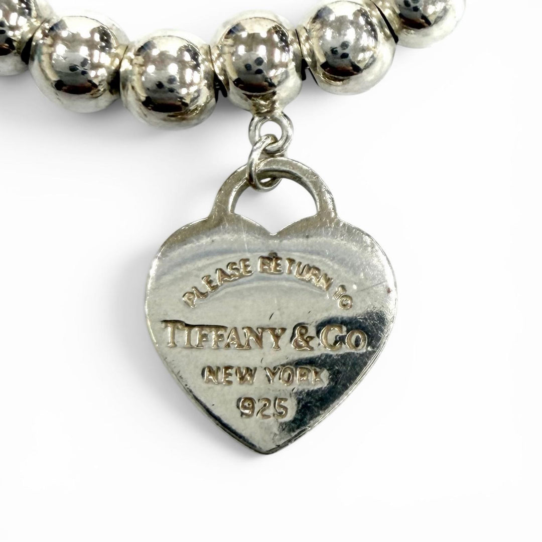 Excellent TIFFANY&Co. bracelet Mini Heart Tag Bead Bracelet Silver AG925