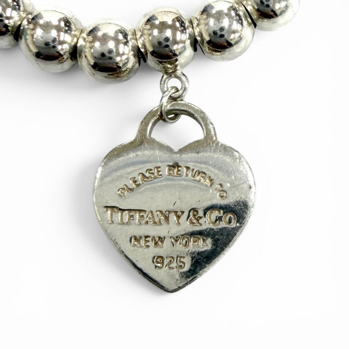 Excellent TIFFANY&Co. bracelet Mini Heart Tag Bead Bracelet Silver AG925