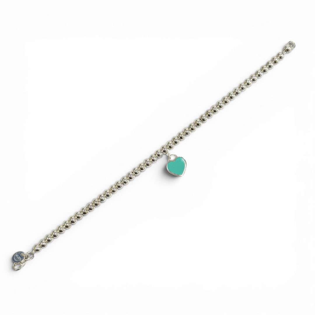 Excellent TIFFANY&Co. bracelet Mini Heart Tag Bead Bracelet Silver AG925