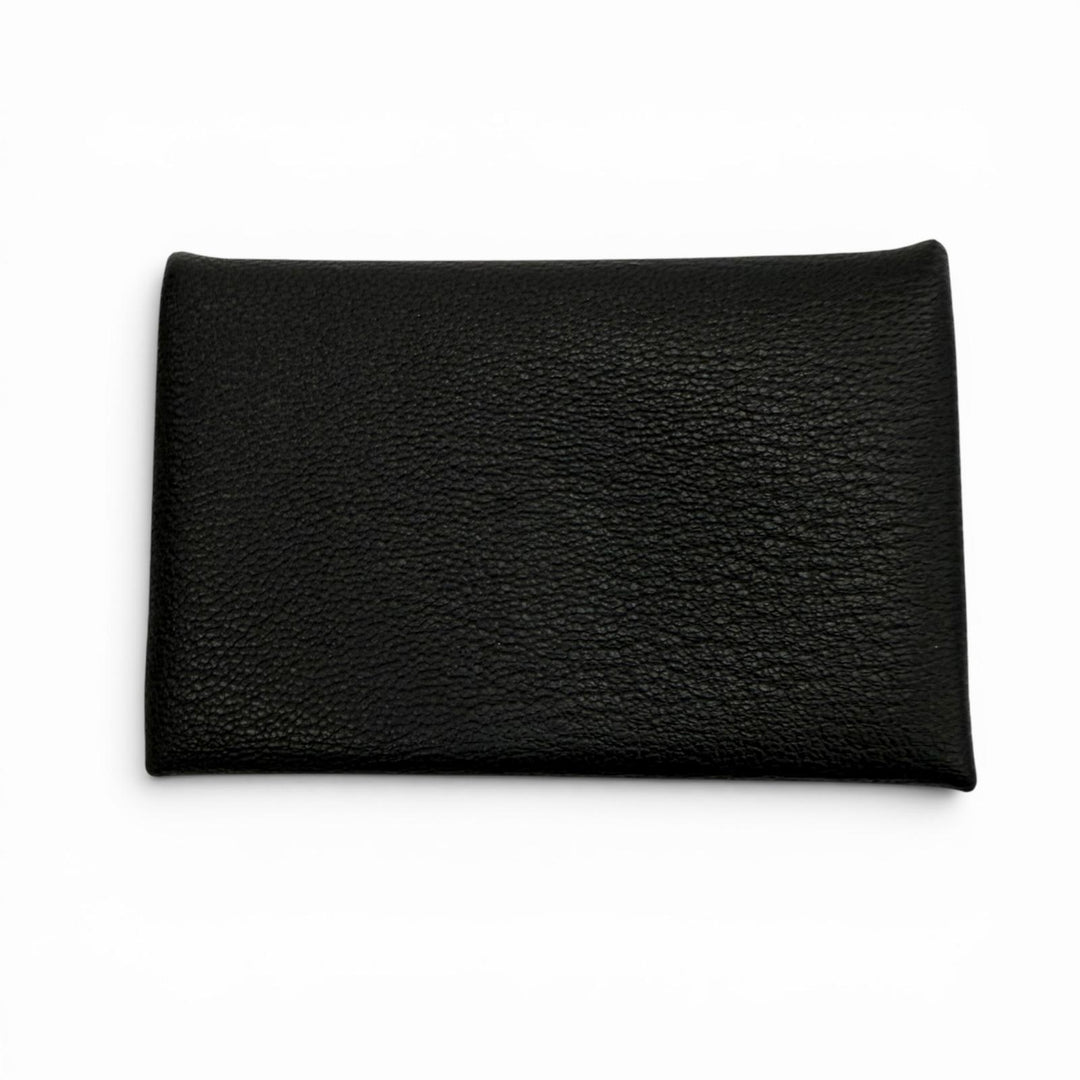 Excellent HERMES Card Case Calvi Coin case black Shoble misol mens