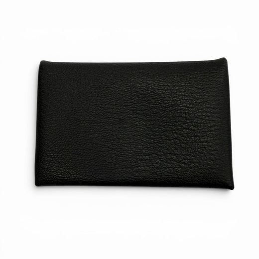 Excellent HERMES Card Case Calvi Coin case black Shoble misol mens