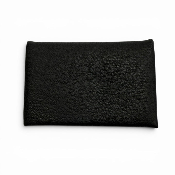 Excellent HERMES Card Case Calvi Coin case black Shoble misol mens
